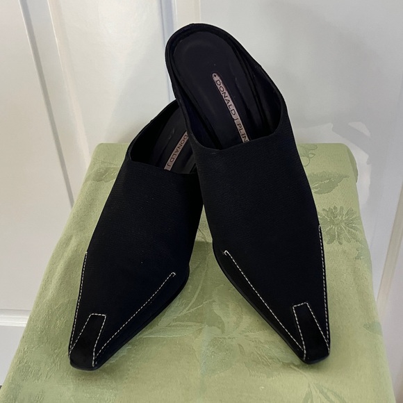 Donald J. Pliner Shoes - Donald J. Pliner Black Mules with White Stitching